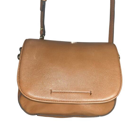 Banana Republic Tan Leather Crossbody Bag Saddle Flap Shoulder Purse - Picture 1 of 11